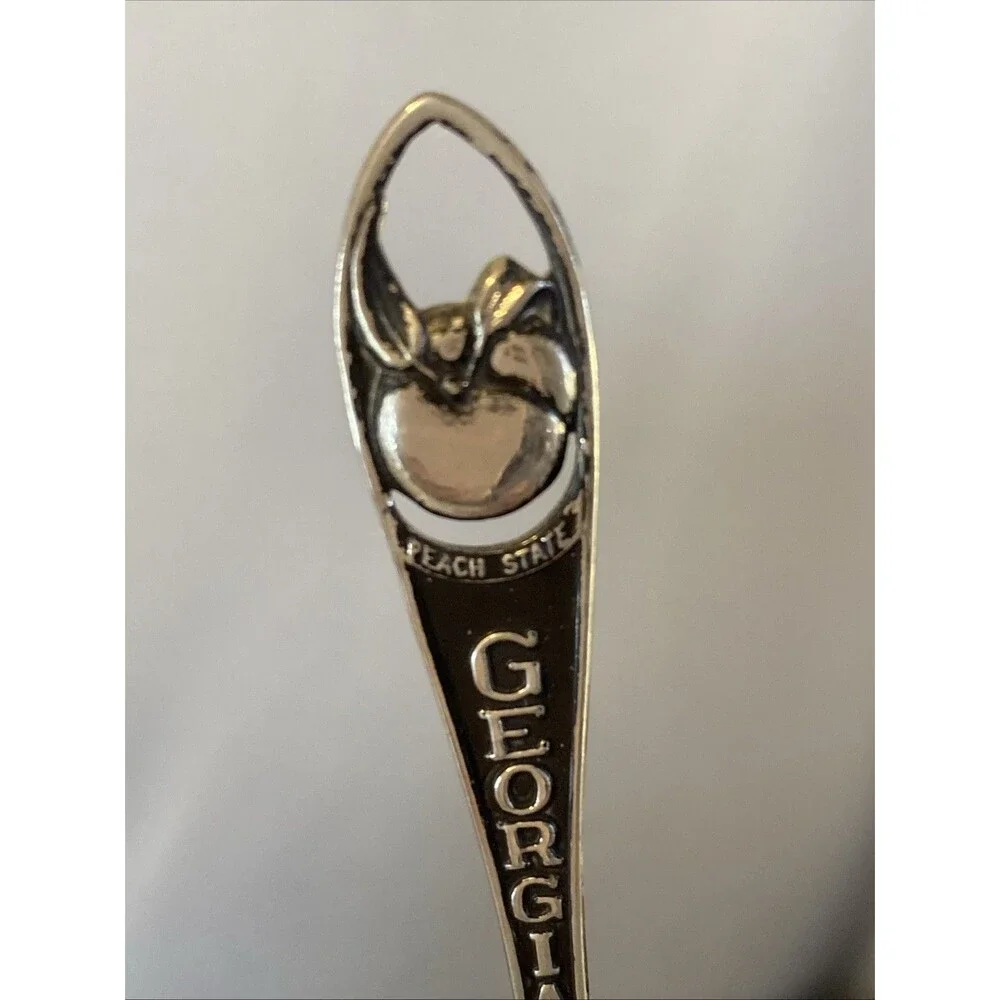 3 Vintage Souvenir Spoons Figural Silver KY Horse GA Peach IN Bird Lot